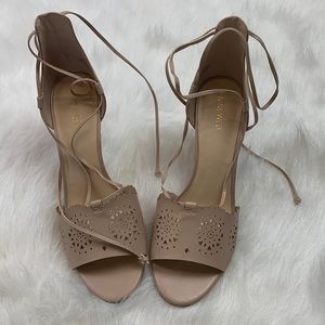 Nine West Tie Up Tan Pumps Open Toe Women’s Size 12